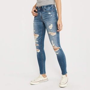 Abercrombie mid rise super skinny distressed jeans